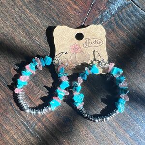 Justin Brand Statement Turquoise Hoop Earrings